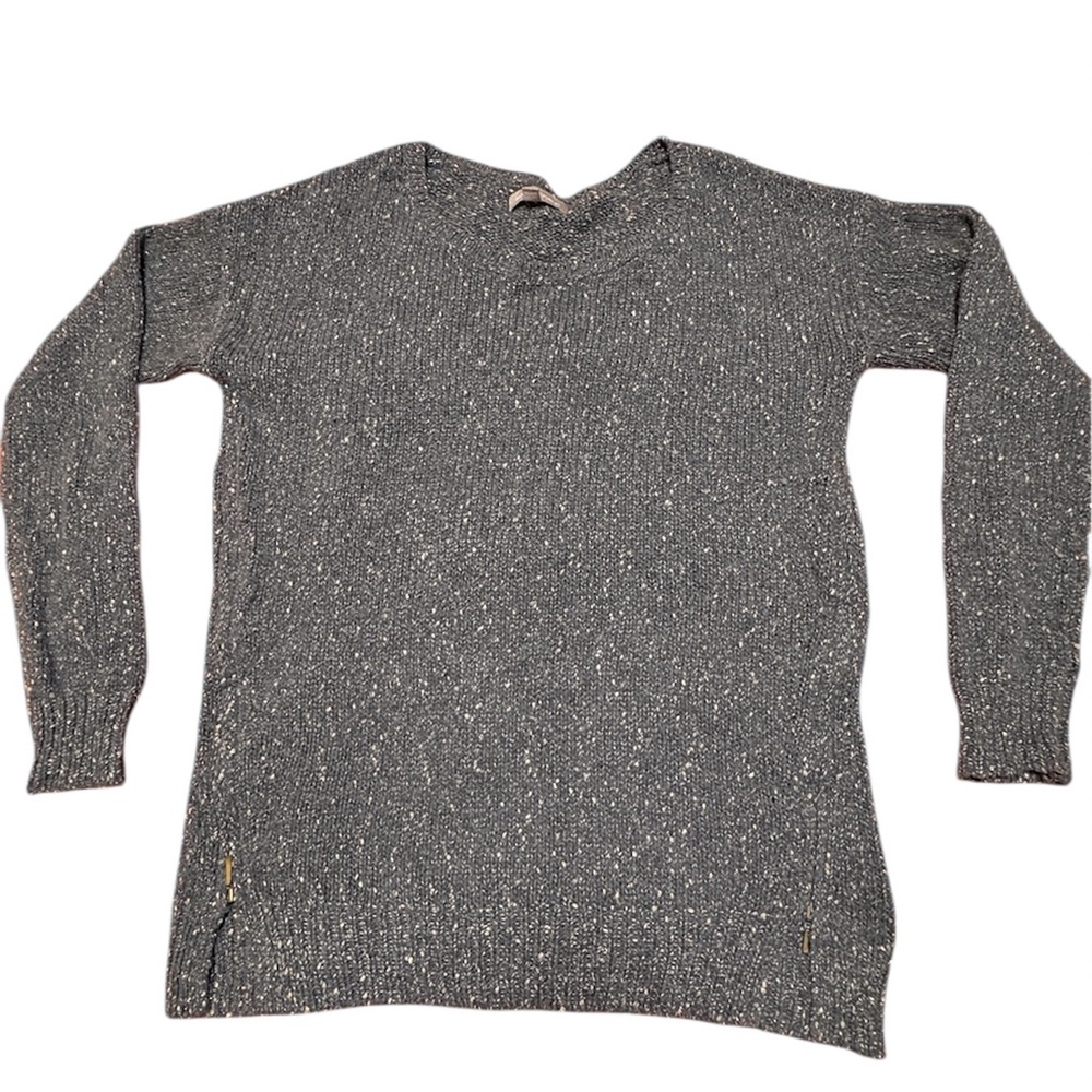 Banana Republic Women’s Gray Wool Blend Metallic Knit Side Zip Sweater M